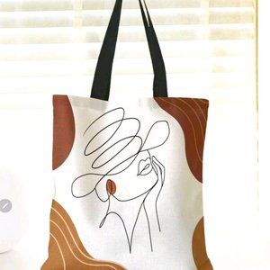 Canvas/cotton Tote Bag Women's Large Sophisticated lady Styling graphics